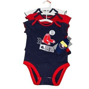 Boston Red Sox Baby Newborn 6-9 Months 3 Pack MLB Baseball Official Merchandise